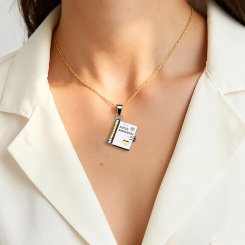 Little Reminders Book Necklace Gifts, Easter Gifts for Adult, Inspirational Book Necklace for Women, Birthday Gift for Women, Adjustable Books with 6 Pages Engraved in Saudi Arabia