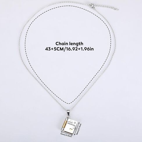 Little Reminders Book Necklace Gifts, Easter Gifts for Adult, Inspirational Book Necklace for Women, Birthday Gift for Women, Adjustable Books with 6 Pages Engraved in Saudi Arabia