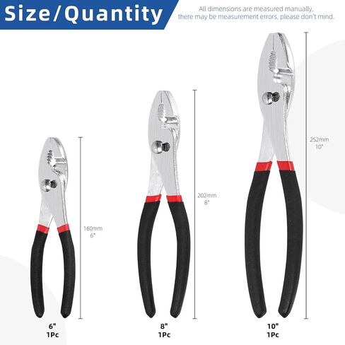 Glarks 6 Inch 8 Inch 10 Inch Slip Joint Pliers, Chrome Vanadium Steel Body with Non-Slip Handle and Rivet Joint Assembly in Saudi Arabia