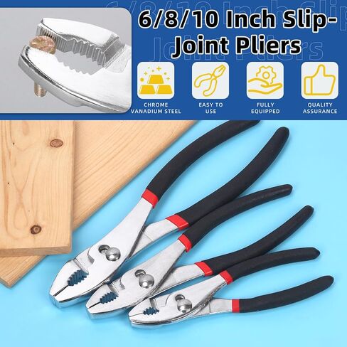 Glarks 6 Inch 8 Inch 10 Inch Slip Joint Pliers, Chrome Vanadium Steel Body with Non-Slip Handle and Rivet Joint Assembly in Saudi Arabia