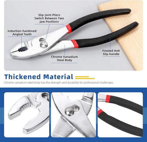 Glarks 6 Inch 8 Inch 10 Inch Slip Joint Pliers, Chrome Vanadium Steel Body with Non-Slip Handle and Rivet Joint Assembly in Saudi Arabia