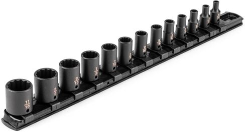 TEKTON 1/4 بوصة مجموعة مقابس الصدمات الضحلة والعميقة ذات 12 نقطة مع حافظة، 61 قطعة (5/32-11/16 بوصة، 4-17 ملم) | SID90406 in Kuwait