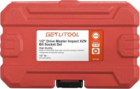 مجموعة مقابس GETLITOOL 6 قطع Impact XZN Bit، M14 M16 M18 1/2" Drive CR-MO مجموعة مقابس لقمة مربعة ثلاثية لإصلاح السيارات والميكانيكية، والصيانة الميكانيكية، وأدوات هدية للرجال in Kuwait