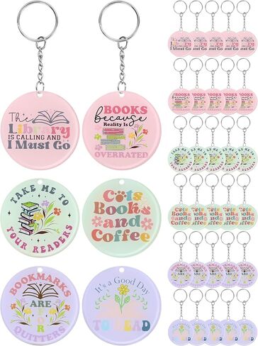 36 Pcs Book Lover Gifts Bookish Keychains Book Club Gifts Acrylic Book Lovers Keychains Bookish Gift for Readers Book Club Party Favors Accessories Birthday Gifts for Women in Kuwait