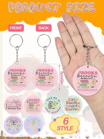 36 Pcs Book Lover Gifts Bookish Keychains Book Club Gifts Acrylic Book Lovers Keychains Bookish Gift for Readers Book Club Party Favors Accessories Birthday Gifts for Women in Kuwait