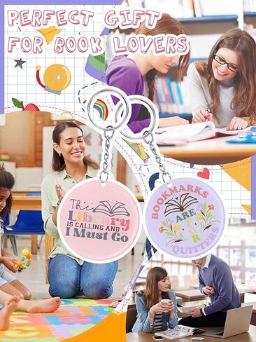 36 Pcs Book Lover Gifts Bookish Keychains Book Club Gifts Acrylic Book Lovers Keychains Bookish Gift for Readers Book Club Party Favors Accessories Birthday Gifts for Women in Kuwait