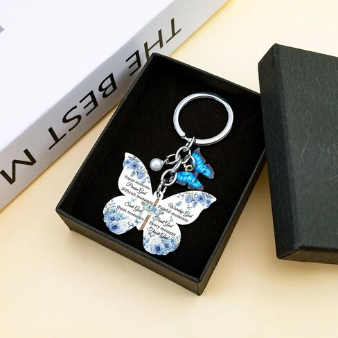 Butterfly Keychain, Christian Gift for Women, Bible Verse Keychain Blue Butterfly Purse Charm, Inspirational Religious Gifts for Female Teen Girls Spiritual Faith God Ideas Gifts in Kuwait