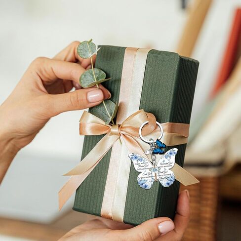 Butterfly Keychain, Christian Gift for Women, Bible Verse Keychain Blue Butterfly Purse Charm, Inspirational Religious Gifts for Female Teen Girls Spiritual Faith God Ideas Gifts in Kuwait