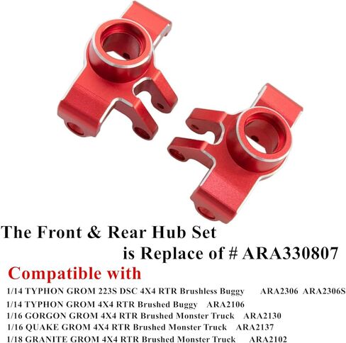 Aluminum Front Steering Block Knuckles & C-Hubs Caster Blocks & Rear Hubs for 1/18 ARRMA Granite Grom 380 Brushed 4X4 Monster Truck Upgrades Parts 4 PCS/Set (Red) in Kuwait