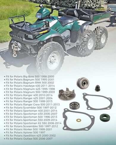 Water Pump Seal Mechanical Seal Impeller & Oil Seal Gasket Bearing Kit Fit for Polaris Sportsman 500 HO/Ranger/Magnum/Scrambler/Big Boss ATP/Hawkeye/Worker 425 400 450 500 Replace 3084837 3086840 in Saudi Arabia