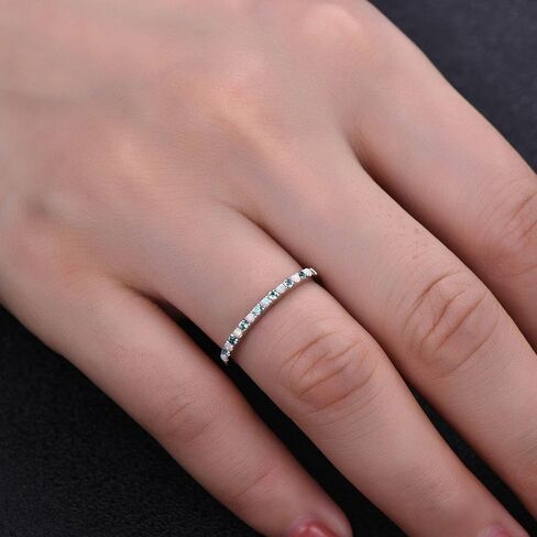 18k Solid Yellow Gold Opal & Aquamarine Wedding Band for Women, Unique Half Eternity Handmade Gift Ring, Dainty Promise Ring, Stackable Bridal Jewelry, Birthday or Valentine’s Day Gift in Saudi Arabia
