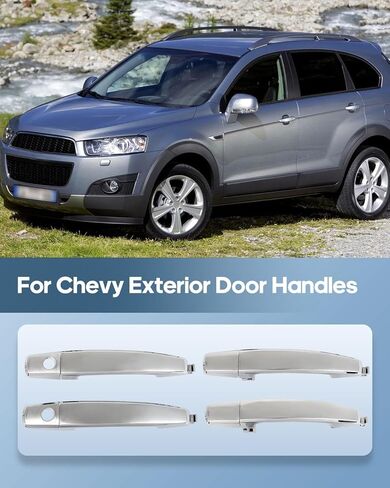 ECCPP مقابض الأبواب الخارجية 2007-2011 لـ Chevy for Aveo، 2012-2015 لـ Chevy for Captiva Sport استبدال خارجي للسائق الخلفي الأيسر للراكب الأيمن مقابض الأبواب 4 قطع كروم 96468266، FDH010141 in Saudi Arabia