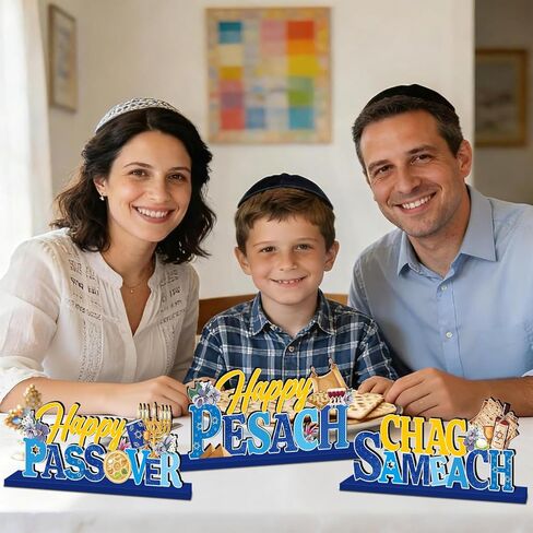 زينة عيد الفصح، 3 قطع ديكورات طاولة خشبية لعيد الفصح السعيد، ديكور طاولة عيد الفصح، وجبة سيدر، علامات صينية خشبية لمهرجان عيد الفصح اليهودي، ديكور طاولة العطلة in Kuwait