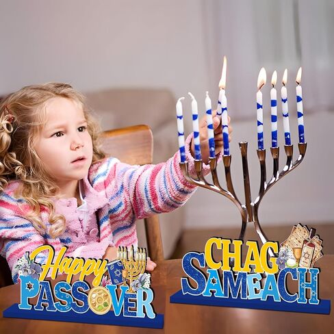 زينة عيد الفصح، 3 قطع ديكورات طاولة خشبية لعيد الفصح السعيد، ديكور طاولة عيد الفصح، وجبة سيدر، علامات صينية خشبية لمهرجان عيد الفصح اليهودي، ديكور طاولة العطلة in Kuwait