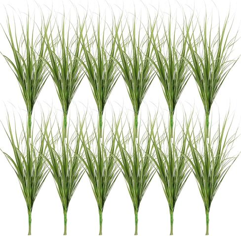 SAFIGLE 12 قطعة من نماذج العشب الاصطناعي للديكور، خضرة وشجيرات صناعية نابضة بالحياة - عشب مزيف في الهواء الطلق وديكور المنزل، دعامة محاكاة خضراء حريرية للمزهرية ومشاهد الفناء in Saudi Arabia