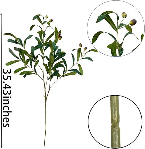 أوراق زيتون صناعية مقاس 35.43 بوصة مع سيقان طويلة، 8 قطع من فروع نبات الأوكالبتوس المزيفة لمصنوعات الزهور التي تصنعها بنفسك، والترتيب، وباقات المزهرية، وديكور خضرة الزفاف in Kuwait