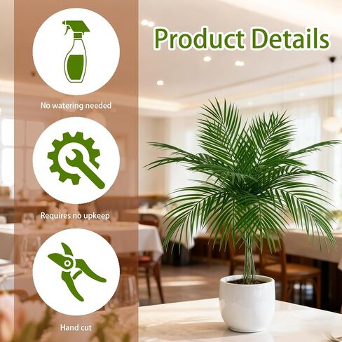 110 Pcs 25 Inch Artificial Palm Leaves Decor Fake Palm Branches Tree Leaves Large Tropical Faux Plants Plastic Fronds for Sunday Vase Tree Jungle Beach Wedding Party Decoration in Kuwait