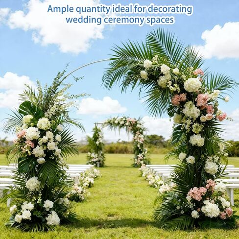 110 Pcs 25 Inch Artificial Palm Leaves Decor Fake Palm Branches Tree Leaves Large Tropical Faux Plants Plastic Fronds for Sunday Vase Tree Jungle Beach Wedding Party Decoration in Kuwait