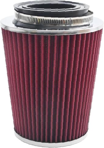Universal Clamp-on Cone Air Filter 4 Inch, Fits Flange ID 3"/3.5", Top 4.65" (118 mm), Height 9" (230 mm), Base 6" (118 mm), Red in Saudi Arabia