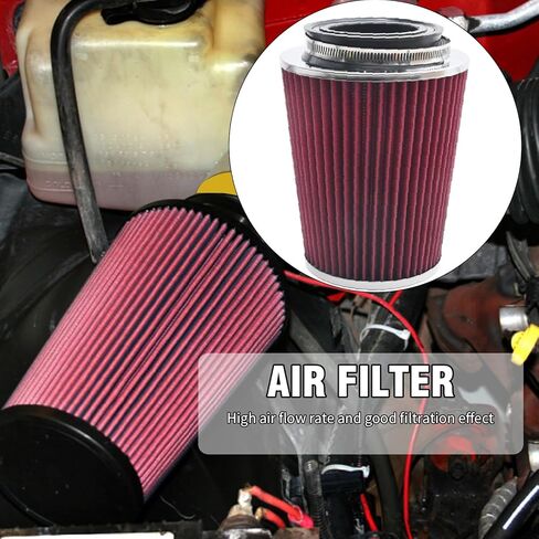 Universal Clamp-on Cone Air Filter 4 Inch, Fits Flange ID 3"/3.5", Top 4.65" (118 mm), Height 9" (230 mm), Base 6" (118 mm), Red in Saudi Arabia