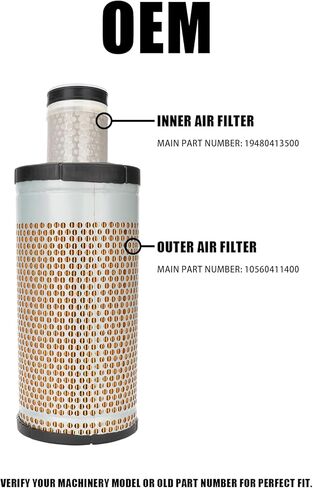 10560411400 19480413500 فلتر الهواء الخارجي والداخلي مناسب لجرارات سلسلة ماهيندرا 1500 و1600، بما في ذلك موديلات 1533 و1538 و1640 in Kuwait