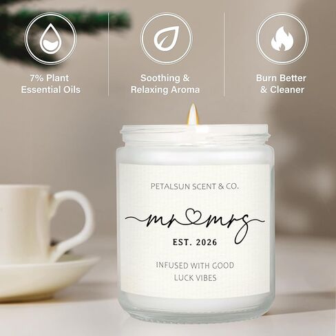 Wedding Gifts for Couples 2026, Mr and Mrs Candle, Bridal Shower, Wedding Shower Gifts for Bride and Groom, Lavender Scented Soy Wax Candle in Kuwait
