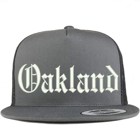 Trendy Apparel Shop Old English Font Oakland City Embroidered 5 Panel Mesh Cap in Saudi Arabia