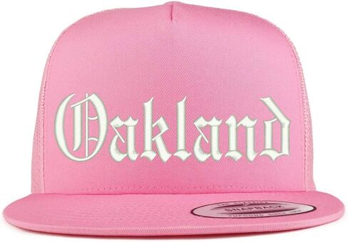 Trendy Apparel Shop Old English Font Oakland City Embroidered 5 Panel Mesh Cap in Saudi Arabia