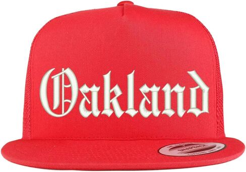 Trendy Apparel Shop Old English Font Oakland City Embroidered 5 Panel Mesh Cap in Saudi Arabia