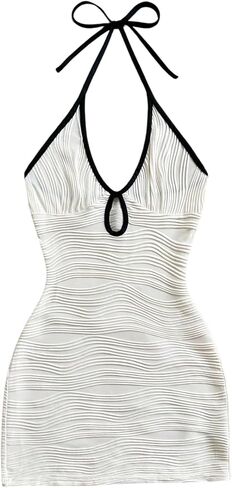 Floerns Women's Textured Halter Mini Dress Backless Bodycon Summer Beach Dresses in Saudi Arabia