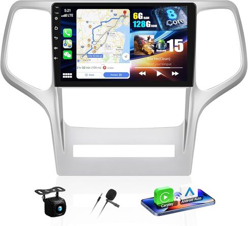 [4+64G] 8-Core Qualcomm Android 15 Car Stereo for Jeep Grand Cherokee WK 2008-2013 with Wireless Carplay&Android Auto,9 Inch Car Radio with Mirror Link Bluetooth 5.1 FM/RDS DSP WiFi GPS SWC in Kuwait