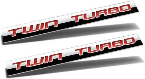 2Pcs 3D Polished Chrome Twin Turbo Letter Car Emblem Trunk Lid Sport Decal Car Badge Sticker Twin Turbo T2.0 T2.5 T.30 (Silver&Black) in Saudi Arabia