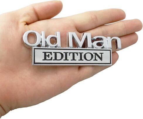 Old Man Edition Car Emblem Truck Sticker 3D Metal Badge for Tailgate, Bumper, Hood, Side, Waterproof Adhesive Car Accessories (Old Man Silver) in Kuwait