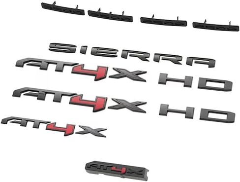 طقم 2500HD 3500HD Sierra HD AT4X شعار ثلاثي الأبعاد شارات بديلة للوحة اسم 2024-2026 GMC Sierra 85870116 (أسود لامع) in Kuwait