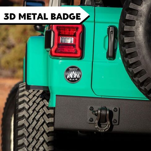 شارة سيارات معدنية Squatch 4 × 4، شارات سيارة، شعار سيارة مُصنف بنمط الرجل البري، ملحقات السيارات ملصق شعار مستدير ثلاثي الأبعاد مناسب لسيارات جيب رانجلر والشاحنات وسيارات الدفع الرباعي (تصنيف Squatch-B) in Kuwait