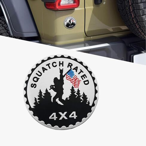 شارة سيارات معدنية Squatch 4 × 4، شارات سيارة، شعار سيارة مُصنف بنمط الرجل البري، ملحقات السيارات ملصق شعار مستدير ثلاثي الأبعاد مناسب لسيارات جيب رانجلر والشاحنات وسيارات الدفع الرباعي (تصنيف Squatch-B) in Kuwait