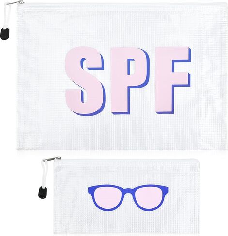 SOIDRAM 2PCS SPF حقيبة ماكياج واضحة انغلق SPF حقيبة مستحضرات التجميل الحقيبة للماء السفر أدوات الزينة المنظم للنساء اسكواش إلكتروني التصحيح الشاطئ بركة أساسيات in Saudi Arabia