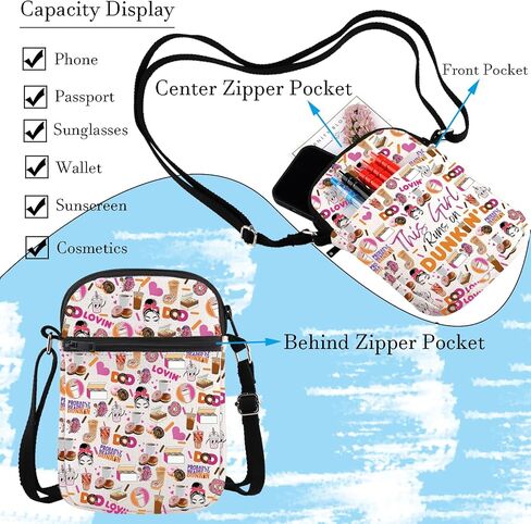 WCGXKO Donut Coffee Gift This girl Donut Crossbody Bag Gift Coffee Donut Lover Messenger Bag in Saudi Arabia