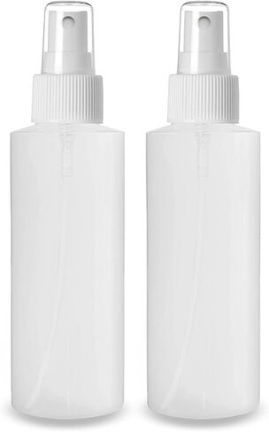 ljdeals 4 oz Plastic Spray Bottles, Fine Mist, Refillable, Reusable Empty Bottles for Household Use, Essential Oils, Perfumes, Travel Size, Pack of 2, Made in USA in Kuwait