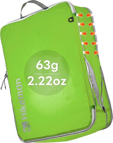HIKEMAN Ultralight Compression Packing Cubes Lightweight Compression Bags for Camping or Backpacking 40% Space-Saving Compression zippers durable Water-Resistant Fabric (Army Green, Large) in Saudi Arabia