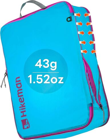 HIKEMAN Ultralight Compression Packing Cubes Lightweight Compression Bags for Camping or Backpacking 40% Space-Saving Compression zippers durable Water-Resistant Fabric (Army Green, Large) in Kuwait