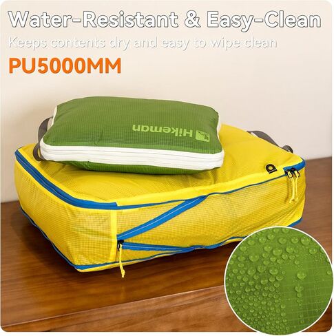 HIKEMAN Ultralight Compression Packing Cubes Lightweight Compression Bags for Camping or Backpacking 40% Space-Saving Compression zippers durable Water-Resistant Fabric (Army Green, Large) in Saudi Arabia