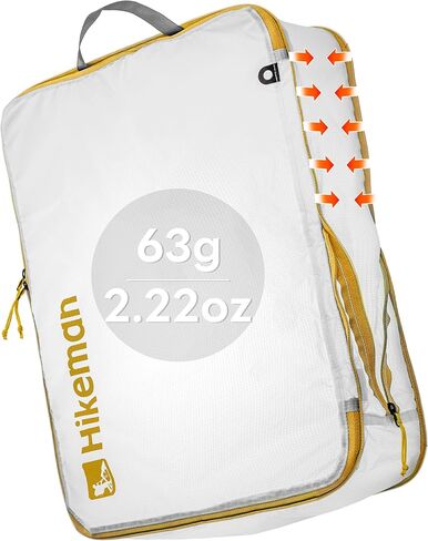 HIKEMAN Ultralight Compression Packing Cubes Lightweight Compression Bags for Camping or Backpacking 40% Space-Saving Compression zippers durable Water-Resistant Fabric (Army Green, Large) in Saudi Arabia