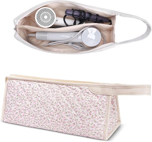 Quilted Hair Tools Travel Bag, Compatible with Dyson Airwrap Styler, Portable Cotton Floral Organizer Case for Shark FlexStyle Attachments Storage in Saudi Arabia