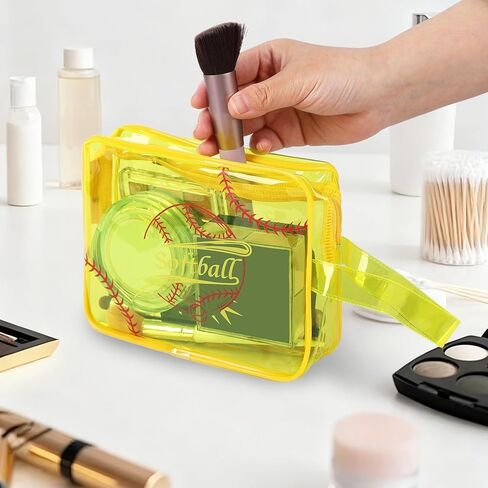 24 قطعة من حقيبة مستحضرات التجميل اللينة، حقيبة البيسبول، هدايا الكرة اللينة لفريق كرة القدم، حقائب مكياج محمولة شفافة من مادة PVC، منظم لحفلات سفر مدرب الكرة اللينة in Kuwait