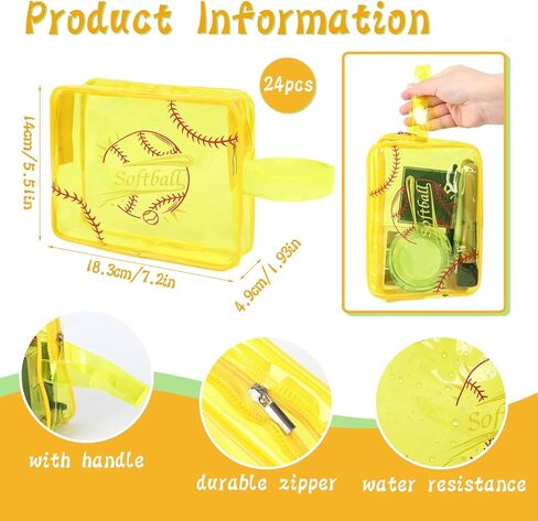 24 قطعة من حقيبة مستحضرات التجميل اللينة، حقيبة البيسبول، هدايا الكرة اللينة لفريق كرة القدم، حقائب مكياج محمولة شفافة من مادة PVC، منظم لحفلات سفر مدرب الكرة اللينة in Kuwait