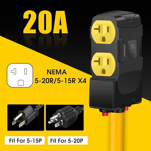 30Amp to 20Amp 110V Adapter, Compatible with NEMA 10-30P to 4X 5-20R/15R with 20 Amp Circuit Breaker, 240V to 120V Dryer Power Distribution Adapter (10 FT) in Saudi Arabia