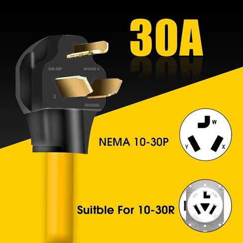 30Amp to 20Amp 110V Adapter, Compatible with NEMA 10-30P to 4X 5-20R/15R with 20 Amp Circuit Breaker, 240V to 120V Dryer Power Distribution Adapter (10 FT) in Saudi Arabia