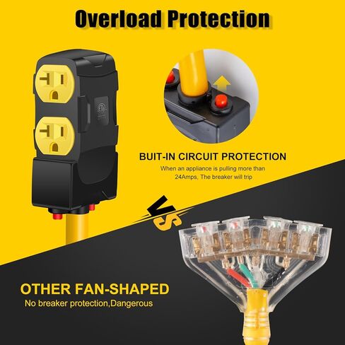 30Amp to 20Amp 110V Adapter, Compatible with NEMA 10-30P to 4X 5-20R/15R with 20 Amp Circuit Breaker, 240V to 120V Dryer Power Distribution Adapter (10 FT) in Saudi Arabia