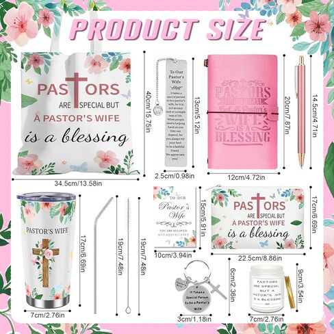 10 Pcs Easter Pastor's Wife Appreciation Gifts Christian Religious Gifts with Blanket Christian Makeup Bag Tote Bag Pen Notebook Cup Aromatherapy Keychain Bookmarks Card Mother's Day Thank You Gift in Saudi Arabia